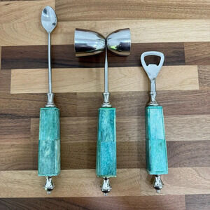 Bar essentials 3 piece set MCM stirring spoon Jigger Bottle opener